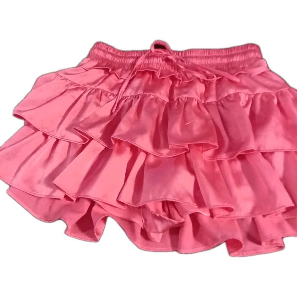 Day + Moon Elegant Hot Pink Ruffle Skirt/skort Small elastic waist with tie